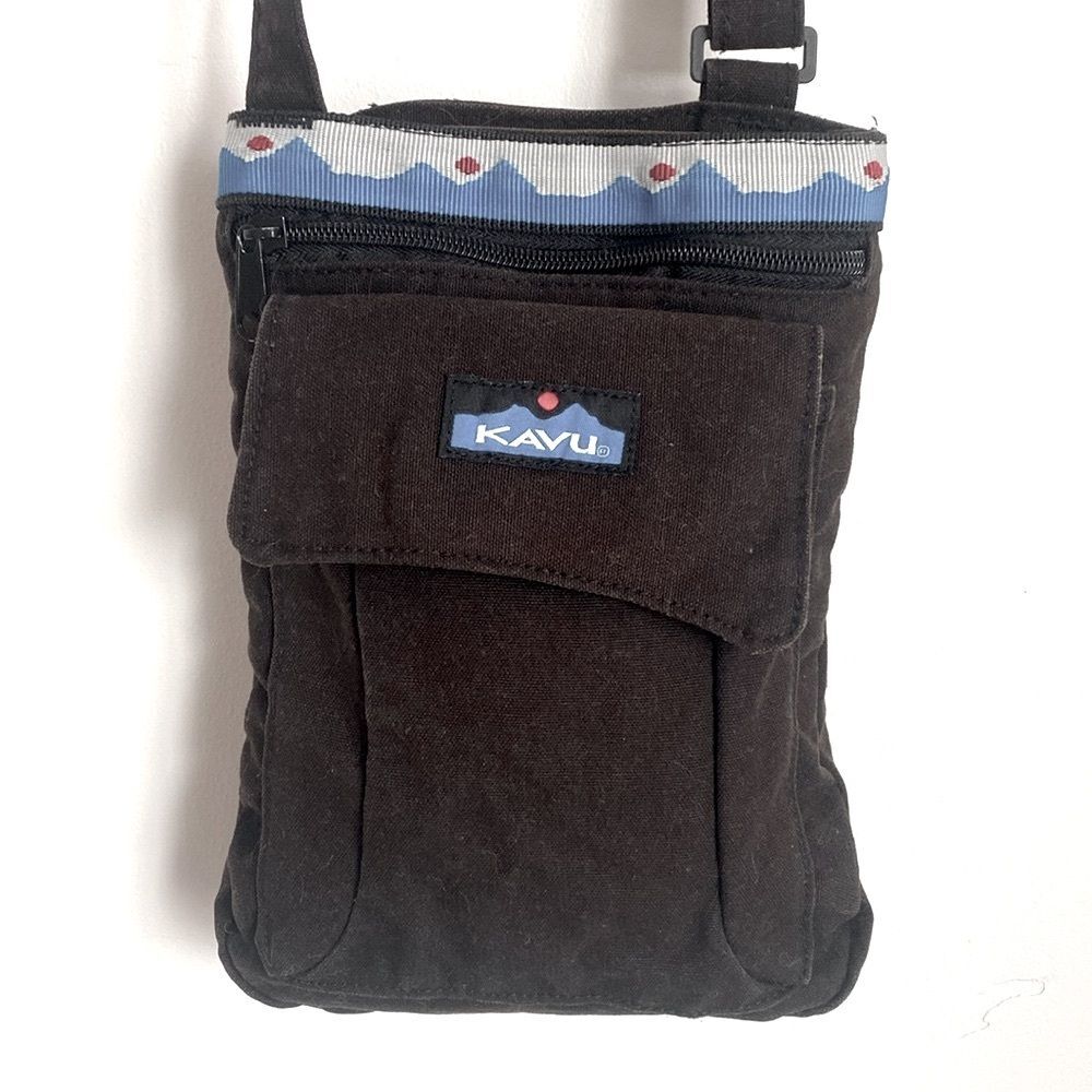 Kavu Dark Brown Adjustable Strap CanvasCrossbody Bag sz S Campcore Hiking Walk
